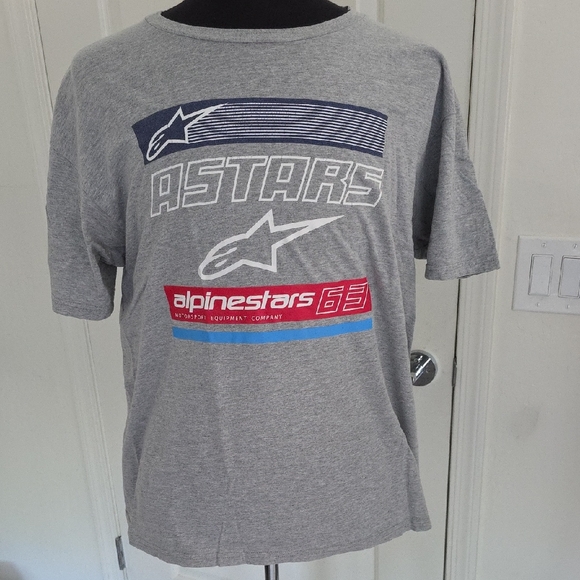 Alpinestars Gray Tee with Red and Blue Graphics - Picture 1 of 3